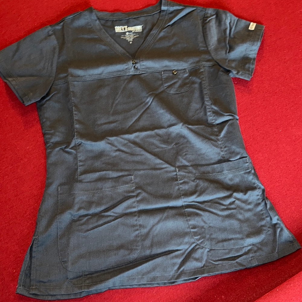 Grey's Anatomy by Barco RN Nurse Scrub Top w button embellishment